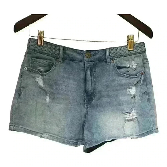 Bethany Mota Shorts Distressed Braided High Waisted Shorty - Picture 1 of 9
